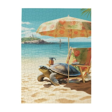 500 PCS Sea Turtle Vacation Time - 500 Piece Vibrant Jigsaw Puzzle,Relieve Stress And Enjoy The Fun Of Solving Puzzles,Charm Artwork For Animal Enthusiasts,Wooden Puzzles,Gift For Animal Lovers