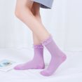 thumbnail image 3 of TZYDMN Women Ruffle Ankle Socks, Lace Lolita Kawaii Girls Cute Frilly Socks Purple 3 Pairs, 3 of 3