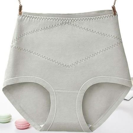 Hamky Panties for Women Plus Size Lingerie Women s Solid Color High Waist Belly Plus Size Loose Comfortable Cotton High Stretch Casual Underwear Cheeky Underwear Womens Underwear Grey 4XL