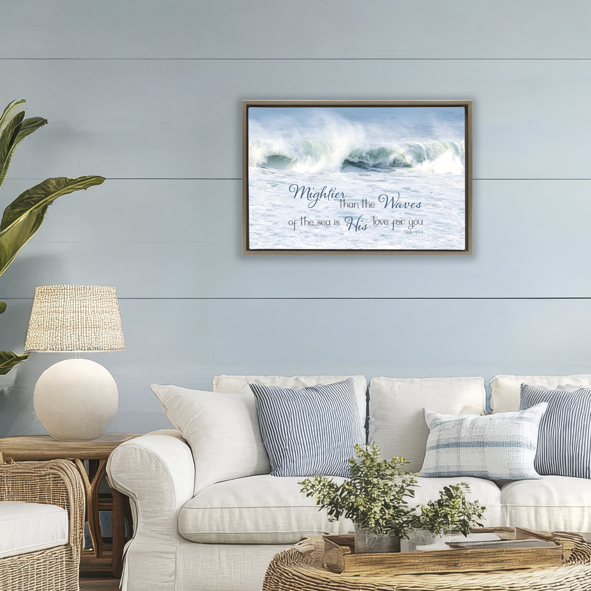 Stupell Industries Mightier Than The Waves Brown Framed Floater Canvas Wall Art, design by Kathy Mansfield