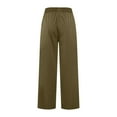 thumbnail image 5 of MIXUE Linen Pants Women Solid Color Wide Leg Drawstring Baggy Sweatpants High Waisted With Pockets Loose Yoga Trousers Womens Pants Outwear,Green,XXL, 5 of 6