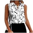 thumbnail image 1 of TaTaai Lapel Printed Top Wrinkle-Resistant Soft Women's Fashion Button Front Sleeveless Short Sleeve Loose Summer Casual Office Blouse Gift, 1 of 6