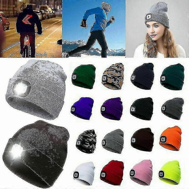 Unisex Led Beanie Hat With Usb Recharable 5 Hours Ed