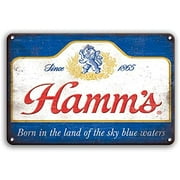 Hamm's Beer Born in Land of The Sky Blue Waters Vintage Metal Tin Sign 12 x 8In