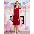 thumbnail image 6 of Arshiner Girls Dress One Shoulder Formal Ruffle Trim Birthday Party Dresses with Belted Pockets, 6 of 6