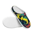 thumbnail image 3 of Daiia Colorful Sharks Print Women’s Fuzzy Slippers Memory Foam Lightweight House Shoes Cozy Loafer Flannel House Shoes-42/43, 3 of 7