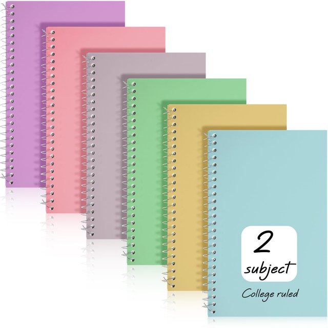 Cuaderno en espiral con 2 asignaturas a rayas universitarias, 100 hojas