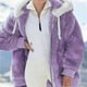 thumbnail image 2 of Fnochy Liquidación Chaqueta con capucha y cremallera de felpa holgada de invierno para mujer de talla grande, 2 of 6
