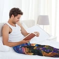 thumbnail image 5 of Sigee Galactic Night Over Meadow print Men's Pajama Pants Lounge Sleep Bottoms with Elastic Waistband and Pockets-Large, 5 of 6