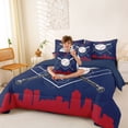 thumbnail image 3 of Erosebridal Cartoon Baseball Bedding Comforter Set 7pcs, Sports Gaming King Bedding Sets, Navy Crimson, 3 of 7