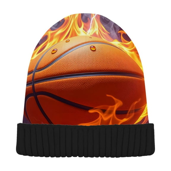 joogoo Basketball Burning Beanie Hats Cuffed Winter Warm Knit Thick Beanies