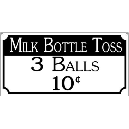 Milk Bottle toss 3 balls- 12x18 Aluminum Fair Carnival game room sign