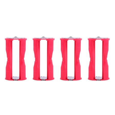 GLOGLOW 4-Pack AAA To C Battery Adapter Converter Case – Parallel Battery Holder, Red ABS, Converts 1-4 AAA Batteries To C Size For Electronics & Emergencies