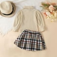 thumbnail image 2 of Toddler Baby Girl Fall Winter Skirt Set Turtleneck Ribbed Long Sleeve T-Shirt Top and Plaid Skirts Dress 2Pcs Party Holiday Skirt Outfits, 2 of 7