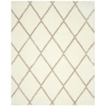 SAFAVIEH Montreal Vesela Geometric Diamonds Shag Runner Rug, Ivory/Beige, 2'3" x 5'