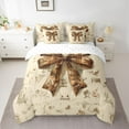 thumbnail image 2 of Homewish Retro Brown Bowtie 7-Piece Twin Bedding Sets,Vintage Bow Ribbon Bedding Comforter Set,Country Flower Floral Sheet Sets For Girls Kids,Ultra Soft Home Decor Reversible, 2 of 8