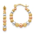 thumbnail image 1 of 14k Yellow Gold Rose White Beaded Hoop Earrings, 1 of 7