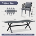 thumbnail image 4 of PURPLE LEAF 11 Pieces Patio Dining Set, Rectangular Aluminum Outdoor Table and 10 Wicker Chairs with Cushions for Garden Kitchen and Porch, Grey, 4 of 10