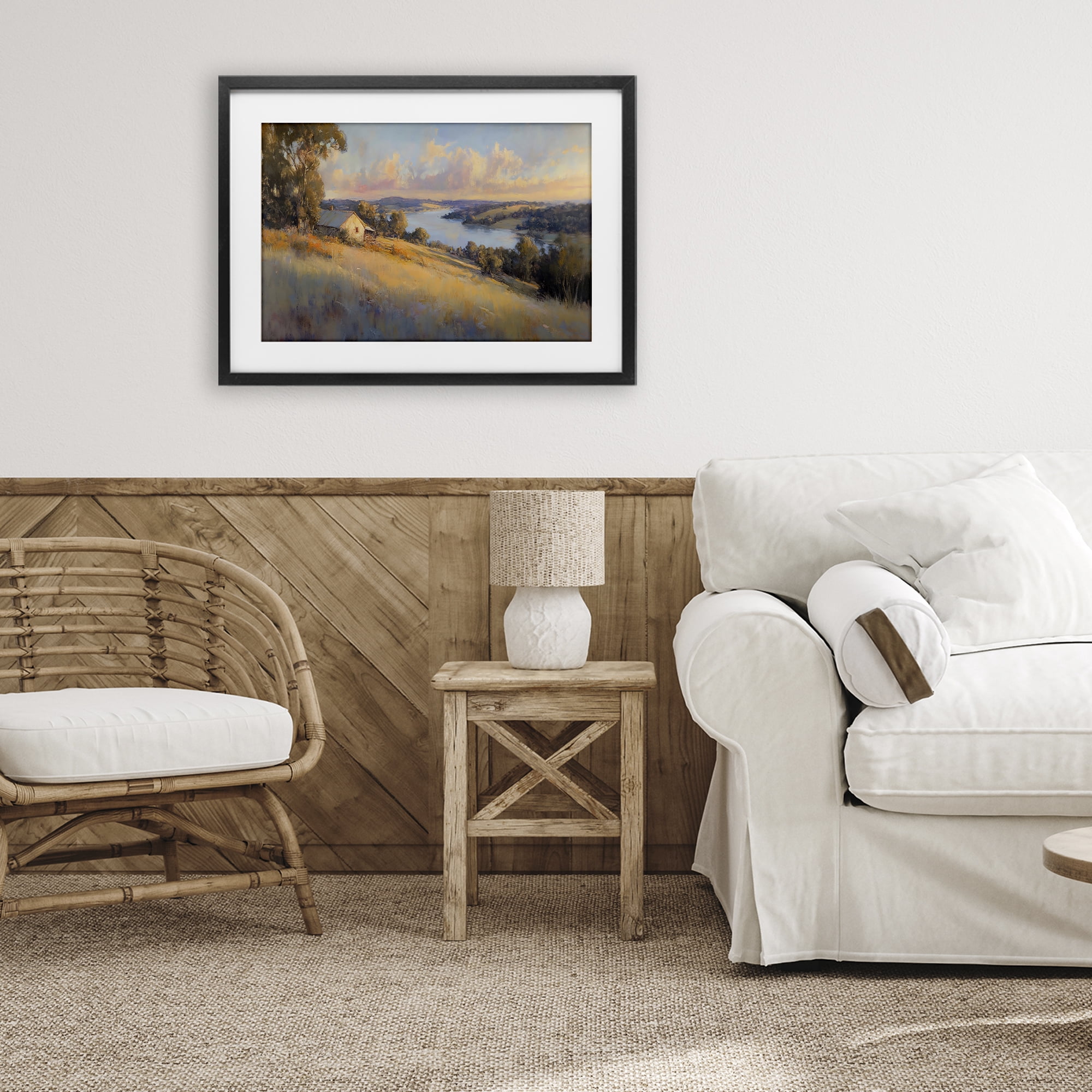 Stupell Industries Hilltop Cottage in Sunset Glow Black Framed Print Under Glass, design by Creative Studio