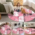 thumbnail image 5 of Pink White Round Area Rug 8Ft Washable Large Circle Rugs for Living Room Dorm, Modern Abstract Art Botanical Non-Slip Carpet Floor Mats Indoor Outdoor Carpet Runner Aesthetic Home Decor, 5 of 8