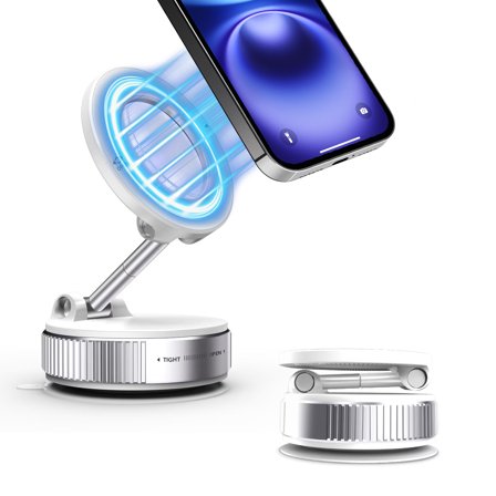 Upgraded 360° Vacuum Magnetic Car Phone Holder,Ultra Suction Cup & 4400gf Magnet for iPhone/Android, Universal Phone Mount for Car/Gym/Mirror