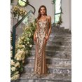 thumbnail image 1 of Angel-fashions Glamorous Formal Evening Dress Women's Spaghetti Strap Lace Up V Neck Branch Sequin Pattern Vintage Long Mermaid Wedding Party Gown Non-Stretchy 1000CE Small, 1 of 6