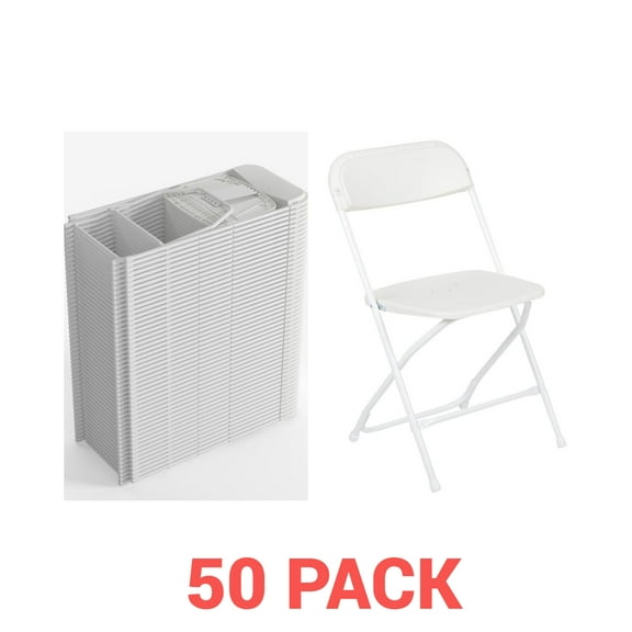 (50 PACK) 650 Lbs Weight Capacity Commercial Quality White Stackable Plastic Folding Chair - Heavy Duty Plastic Folding Chairs