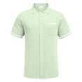 thumbnail image 4 of GrmtClth Mens Shirts Comfort Fit​ Hollow-Out Top Fashion Button Down Polo Trendy Collared Outfit Short Sleeve Green M, 4 of 4