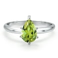 thumbnail image 3 of Gem Stone King 14K White Gold Green Peridot Solitaire Engagement Ring for Women | 1.30 Cttw | Pear Shape 9X6MM | Gemstone August Birthstone | Size 9, 3 of 6