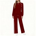 thumbnail image 6 of VBVC Women's 2 Piece Side Stripes Set,Ladies Crew Neck Top and Sweatpants,Lightweight Matching Outfit For Women,Wine,Size S, 6 of 7