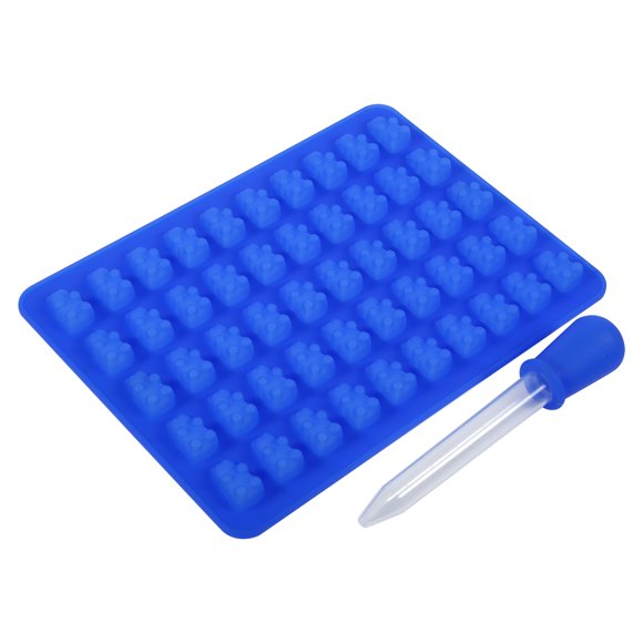 50 Cavités En Forme D'ours Bonbons Gommeux Moules Chocolat Bonbons Silicone Plateau à Glace Outil De Cuisine Pour la Décoration De Gâteau De Fête(深蓝色)