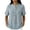 A-Blue218, variant on Womens Blouse Mandarin Collar Short Sleeve Side Button Shirt Cotton Lined Lightweight Loose Fit Elegant Casual Top