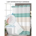 thumbnail image 4 of No Hook Cloth Fabric Shower Curtain with Snap in Liner, Turquoise Beige Stripe Waterproof Shower Curtains Set with See Through Top Window, Modern Art Horizontal Striped Bath Curtains Shower 36"x72", 4 of 6