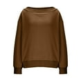 thumbnail image 6 of TKLPEHG Womens Off The Shoulder Sweatshirt Fall Fleece Sweatshirts Casual Long Sleeve Loose Fit Fashion Pullover Tops (Coffee,M), 6 of 8