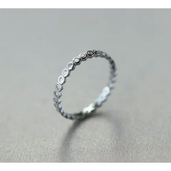 GKNET Cz Thin Dainty Band 925 Sterling Silver Stackable Ring A3838-6