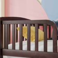 thumbnail image 4 of Leumius Twin Size Floor Fence Bed with Central Entrance, Pine Wood Floor Bed with Guardrails for Boys Girls Espresso, 4 of 9