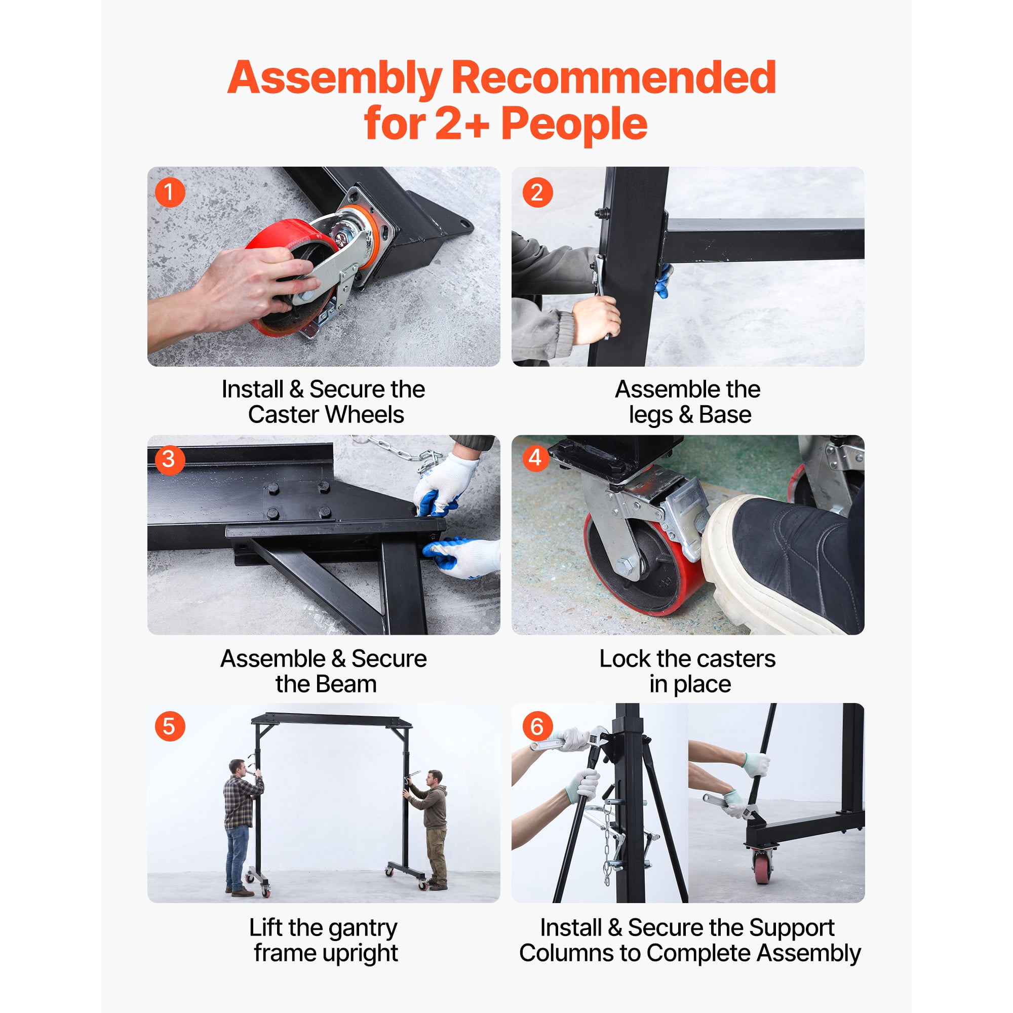 KFFKFF Adjustable Gantry Crane, 2200 lbs Load Capacity, Portable Shop Hoist with Adjustable Height Range of 95.7" to 142.9", Lockable Wheels, Durable Steel Frame for Workshops, Warehouses