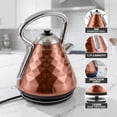thumbnail image 3 of OVENTE Retro Electric Kettle, 1.7L Stainless Steel Tea Kettle, 1500W Fast Heating Hot Water Boiler with LED Indicator Light, Auto Shut-Off & Boil-Dry Protection, BPA-Free Teapot, Copper KS755CO, 3 of 8