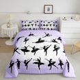 thumbnail image 2 of jejeloiu Ballet Girls Bedding Comforter Set,Ballerina Silhouette Twin Comforter Sets,Purple White Black Bedding Set For Girls,Lightweight Room Decor,2pcs, 2 of 8