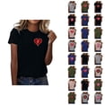thumbnail image 1 of T-shirt Femme Saint-Valentin 2026 Manches Courtes Col Rond Graphique Cœur d'Amour, 1 of 4