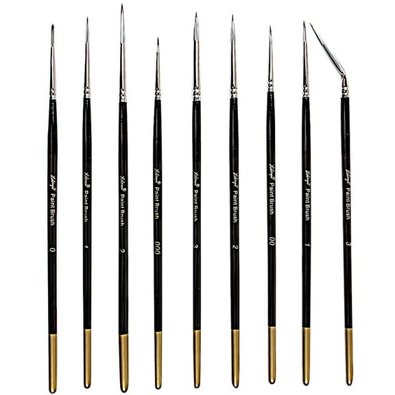 Hemoton  9 Pcs Fine Detailing Paint Miniature Painting Brush Art Watercolor Black