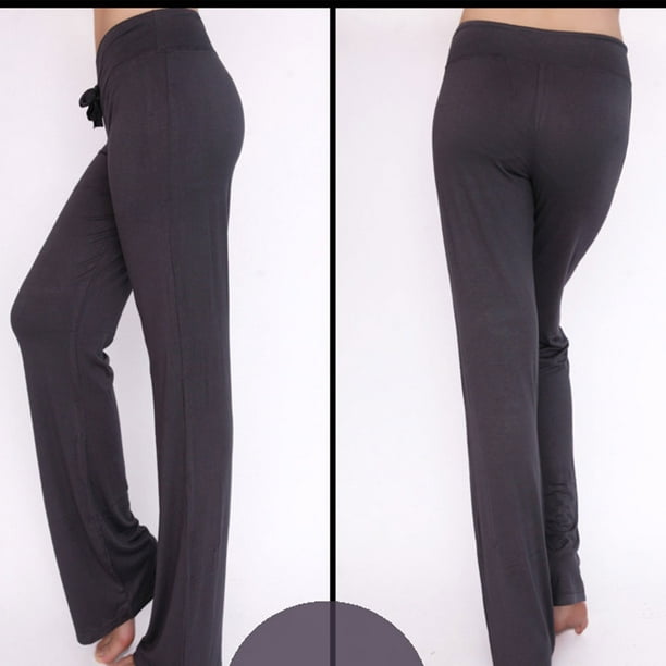 Solid Color Yoga Sports Pant Loose Wide Leg Casual Naked Feeling Fitness  Leggings Women Low Waist Trousers Casual Naked Feeling Gym dark grey