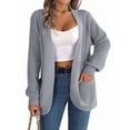 thumbnail image 3 of Womens Long Sleeve Open Front Cardigan Chunky Knit Draped Sweaters Outwear Grey L, 3 of 9