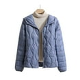 thumbnail image 5 of Womens Light Hooded Down Jacket Winter Warm Full Zip Quilted Puffer Padded Coats Casual Fashion Outerwear (S, Blue), 5 of 6