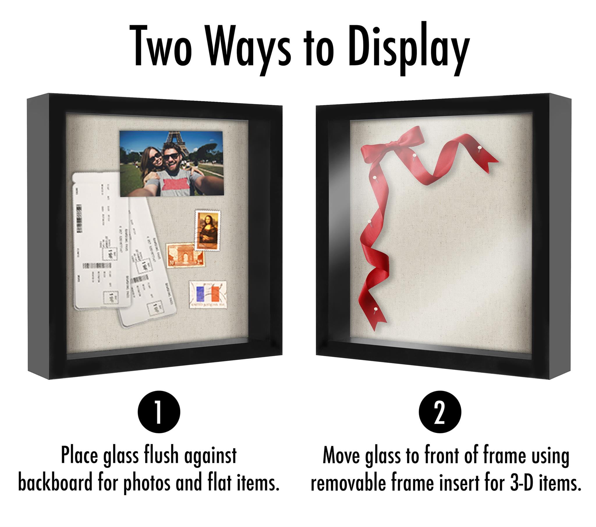 11 x 11 Inches Shadow Box Frame with Soft Linen Back - Display Memorabilia