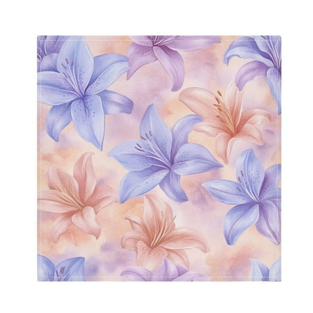 

WOBOGO Lavender Tones Depicting Blooming Lilies Cloth Napkins 6 Pieces Soft Elegant Touch Durable Absorbent Quick Drying for Elegant Dining