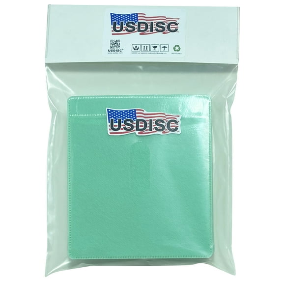 USDISC Plastic Sleeves, Double-sided 2 Disc, Green, Pack Of 300