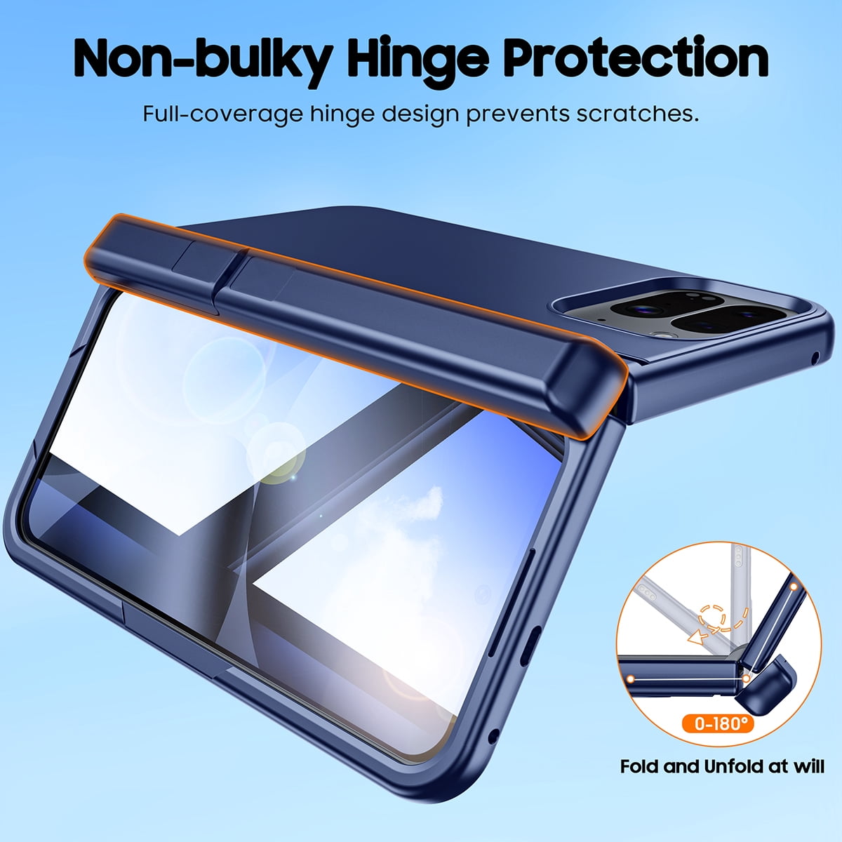 Vizvera Magnetic for Google Pixel 10 Pro Fold Case with Stand, Fit for Magsafe, Hinge Protection, Screen Protector, Built-in Hidden Kickstand, Slim Shockproof Phone Case-Blue