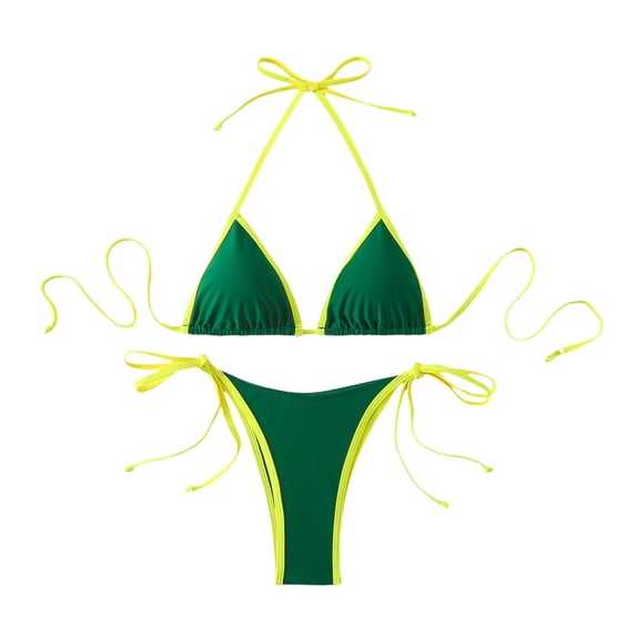Warop Women's High-Waisted Drawstring Adjustable Push-Up Bikini Set, Two-Piece Swimsuit for Beach and Vacation