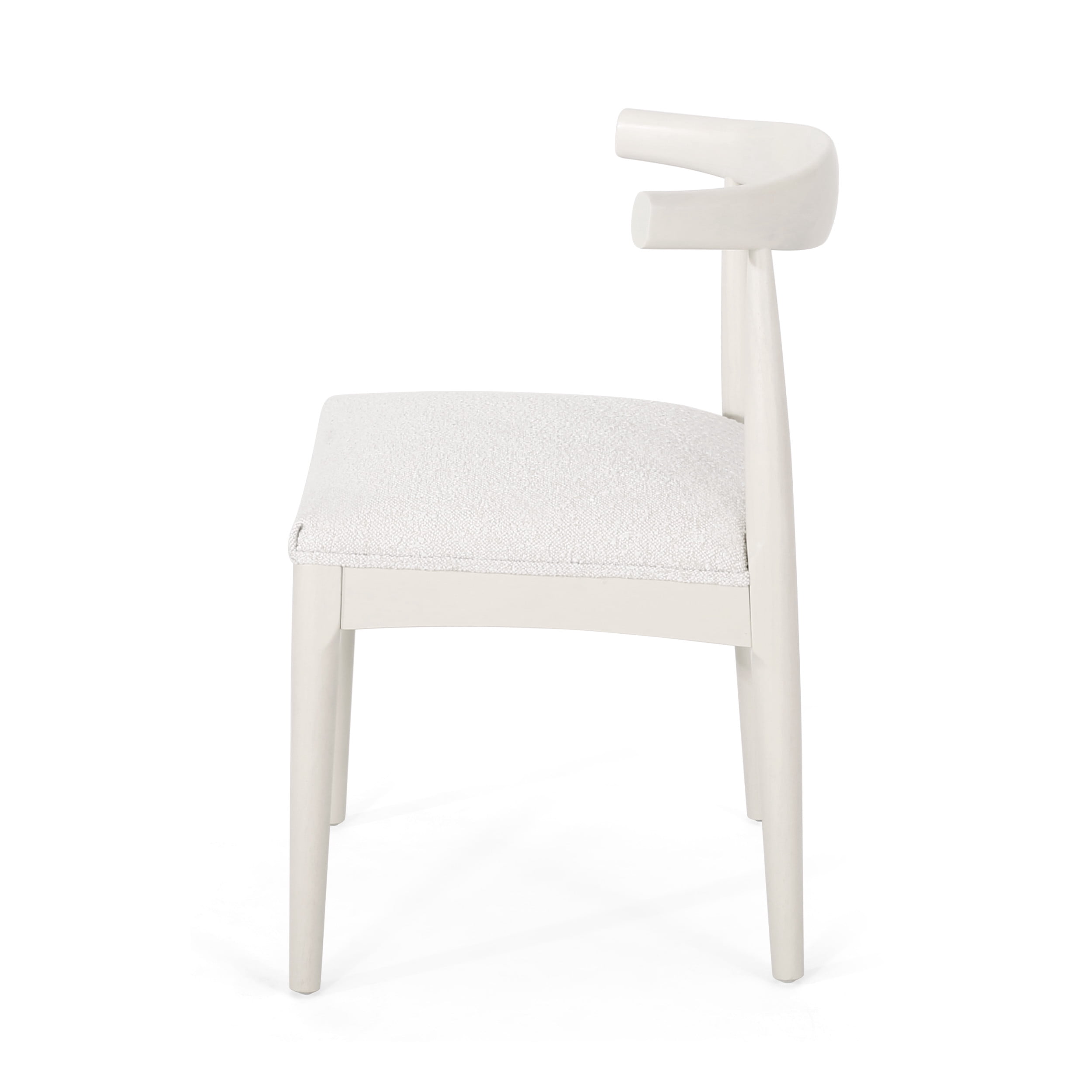 Noble House Cotterell Fabric and Wood Dining Chairs, Set of 2, Almond Textured Boucle and Bleached Wood